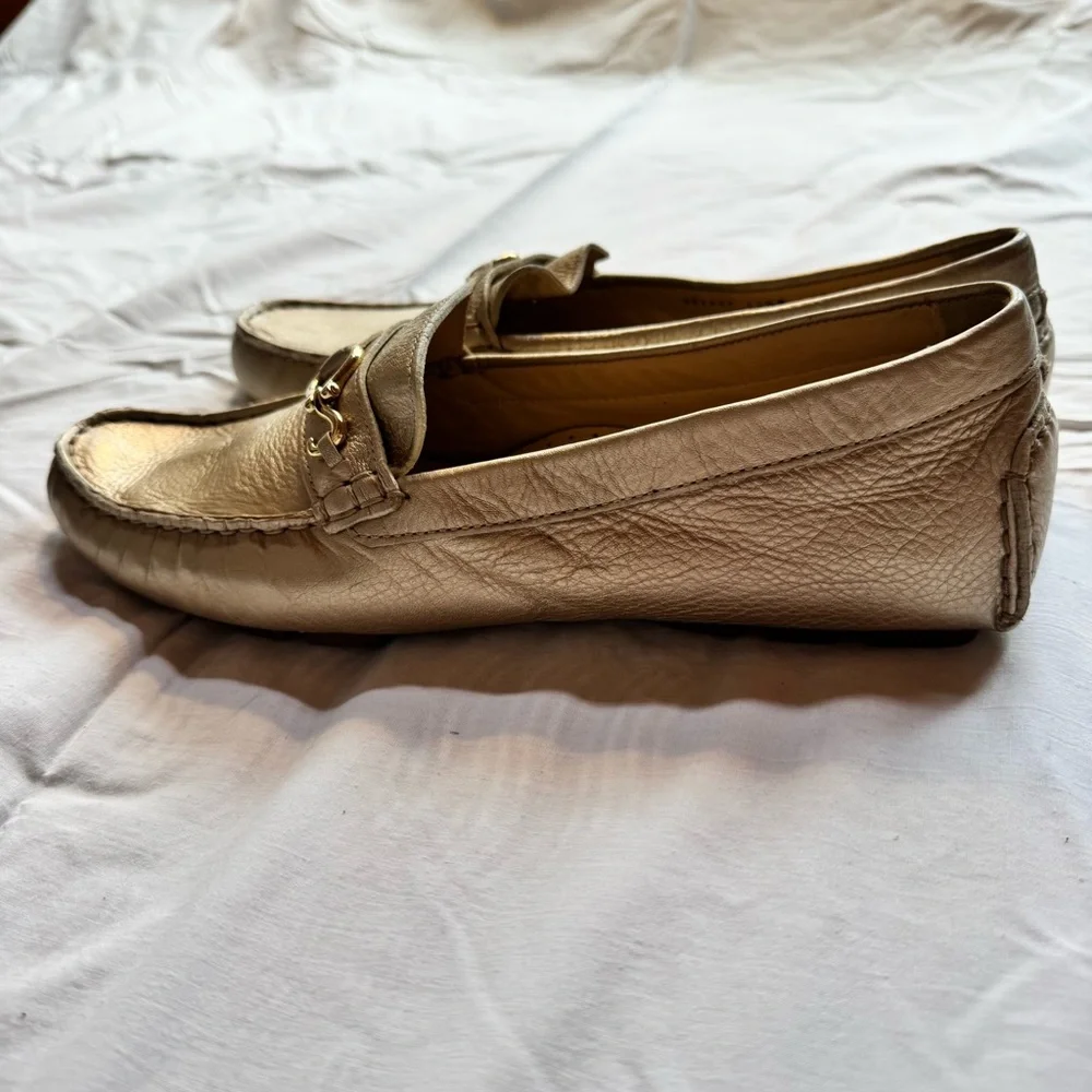 Cole Haan Metallic Gold Leather Loafers